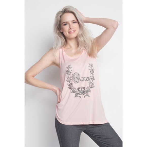 Women's Racerback Top Printed Design FANCY Pink - Picture 4 of 6